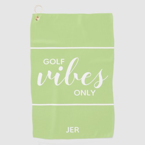 Golfer Quote Golf Vibes Only Personalized  Green Golf Towel