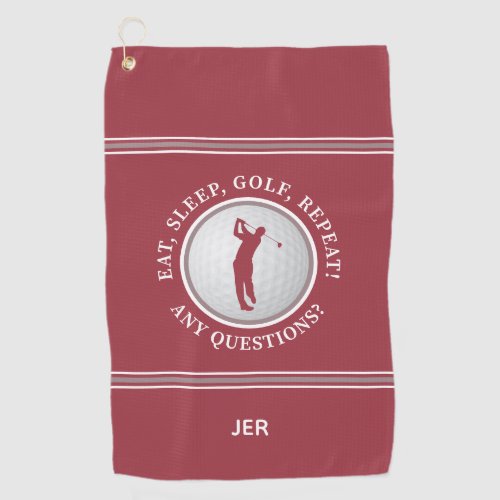 Golfer Quote Male Sports Pro Golf Ball Crimson Red Golf Towel