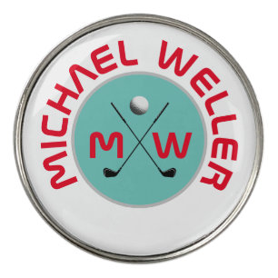 Golfer red logo golf ball marker