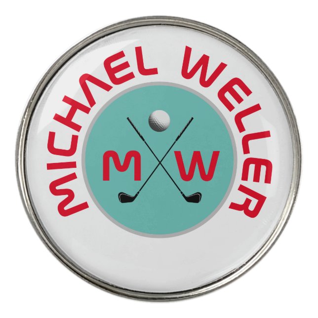 Golfer red logo  golf ball marker (Front)