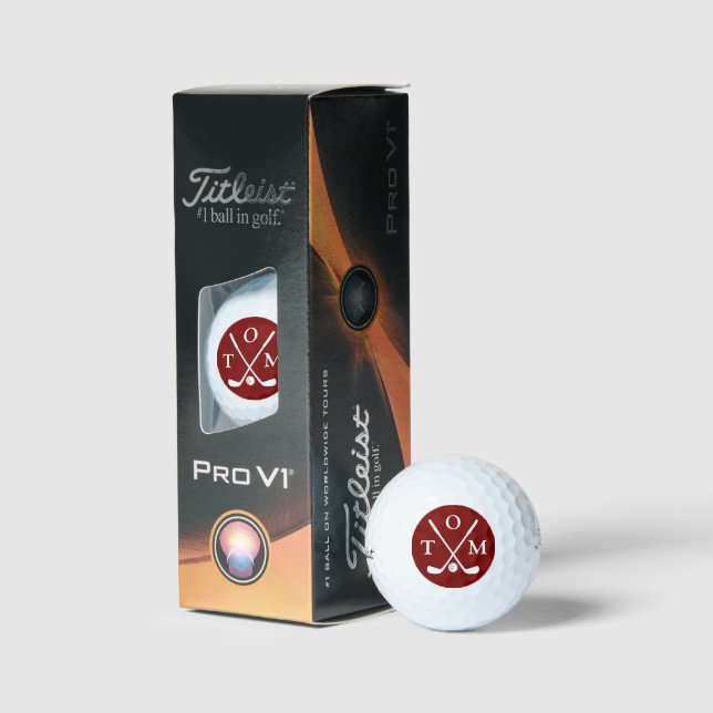 Golfer Red Monogram three letters nick Golf Balls (Packaging)