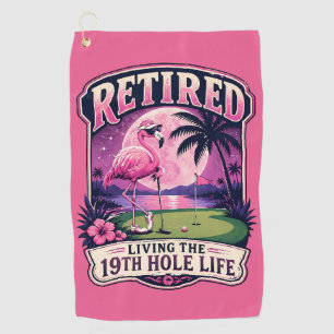 Golfer Retirement Humor 19th Hole Funny Flamingo Golf Towel