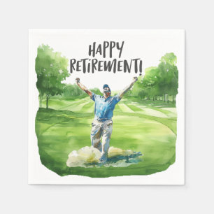 Golfer retirement on fairway in golf course  napkins