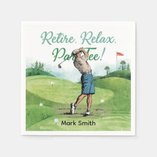 Golfer retirement par tee party golfing on course napkins