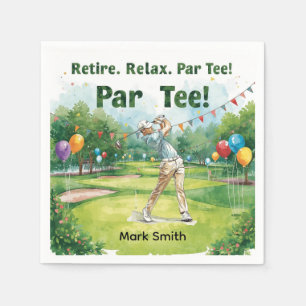 Golfer retirement par tee party golfing on course napkins