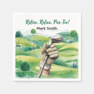 Golfer retirement par tee party golfing on course napkins