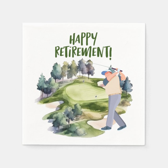 Golfer retirement party in golf course napkins (Front)