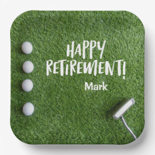 Golfer Retirement Party with golf balls on green Paper Plates