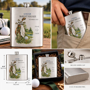 Golfer Retirement Relax Play Enjoy Vintage Flask
