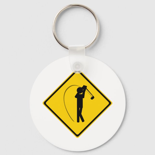 Golfer Road Sign Keychain (Front)