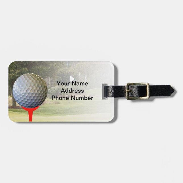 Golfer’s Luggage Tag, Customizable Luggage Tag (Front Horizontal)