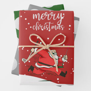 Golfer Santa Claus  golf   Merry Christmas  Wrapping Paper Sheets