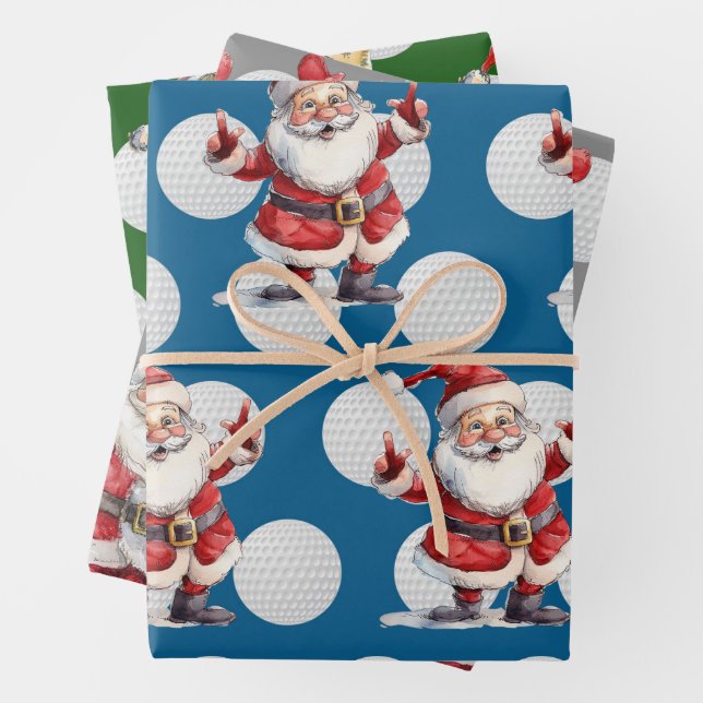 Golfer Santa Claus  golf   Merry Christmas  Wrapping Paper Sheets (In situ)
