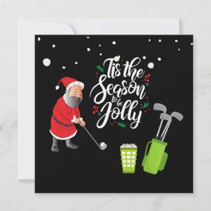 Golfer Santa Claus golfing ball snowing Christmas 