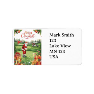 Golfer Santa Claus Golfing Christmas Holiday  Label