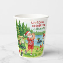 Golfer Santa Claus Golfing in Minnesota on Green