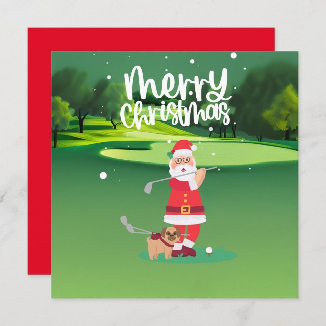 Golfer Santa Claus golfing on green on Christmas (Front/Back)