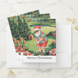 Golfer Santa Claus is golfing on Christmas Green Pocket Folder