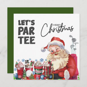Golfer Santa Claus with Golf Bag Let par Tee