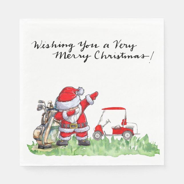 Golfer Santa Cluas  Dabbing Golf Christmas Party  Napkins (Front)