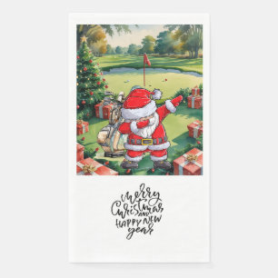Golfer Santa Cluas  Dabbing Golf Christmas Party  Paper Guest Towels