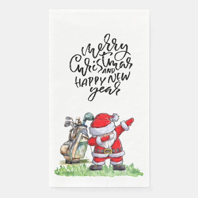 Golfer Santa Cluas  Dabbing Golf Christmas Party  Paper Guest Towels (Front)