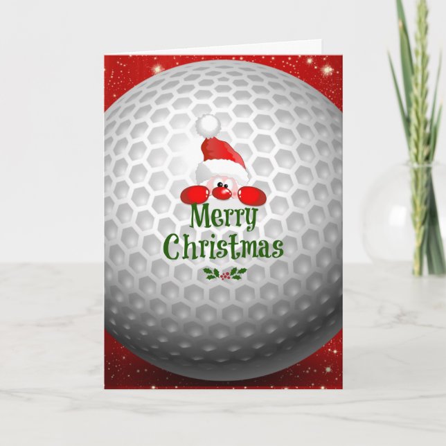 Golfer Santa, 'Merry Christmas' greetings Card (Front)