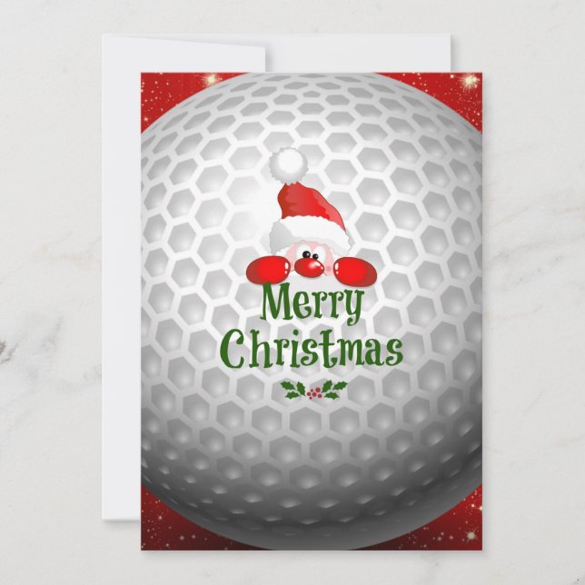 Golfer Santa, 'Merry Christmas' greetings Card (Front)