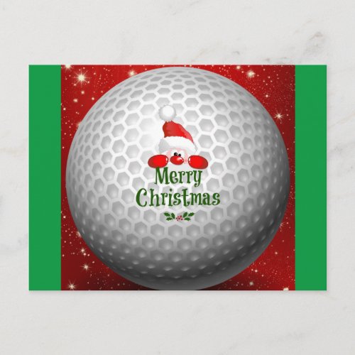 Golfer Santa Merry Christmas greetings Postcard