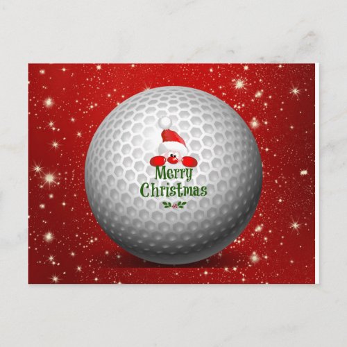 Golfer Santa Merry Christmas Holiday Postcard