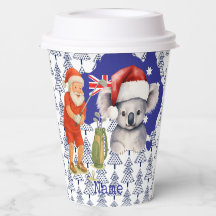Golfer Santa with Koala Bear on Australia Map
