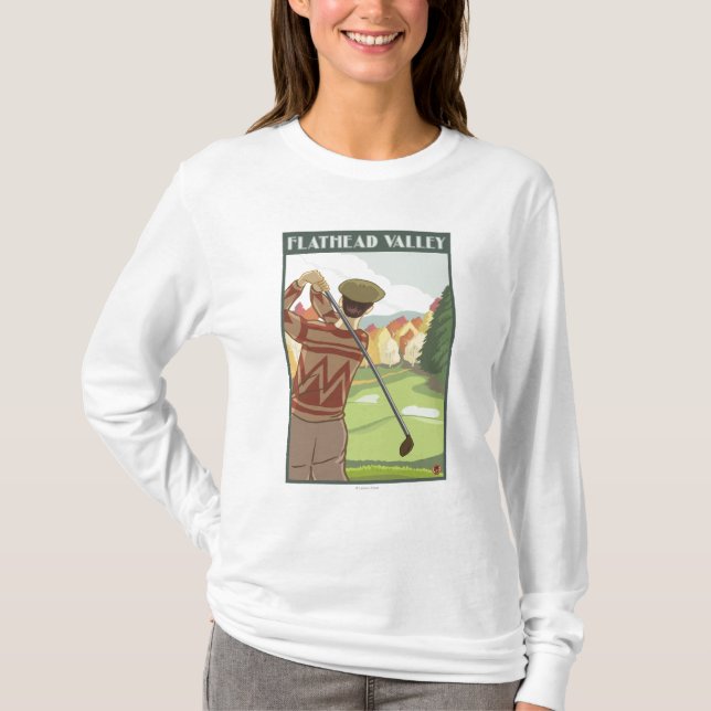 Golfer Scene - Flathead lake, Montana T-Shirt (Front)