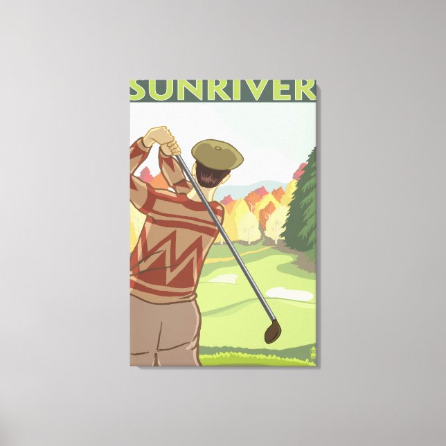 Golfer Scene - Sun River, Oregon Canvas Print (Front)