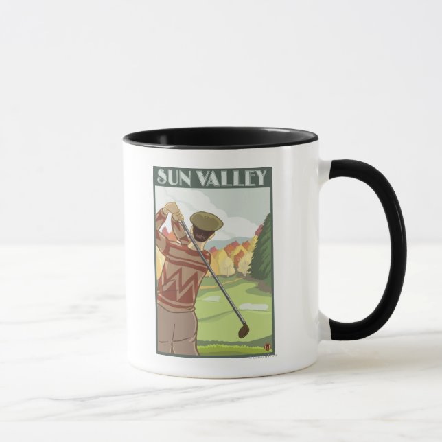 Golfer Scene - Sun Valley, Idaho Mug (Right)
