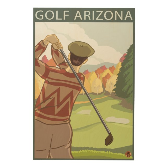 Golfer SceneArizona Wood Wall Decor (Front)