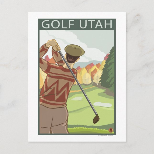 Golfer SceneUtah Postcard (Front)