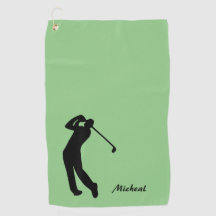 Golfer Silhouette Black Green Monogram