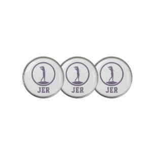 Golfer Silhouette Monogram Sports For Her Purple Golf Ball Marker