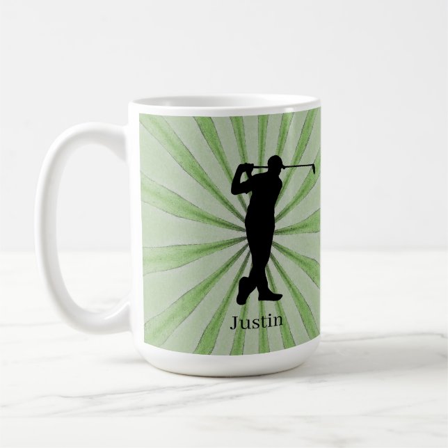 Golfer Silhouette Personalize Coffee Mug (Left)