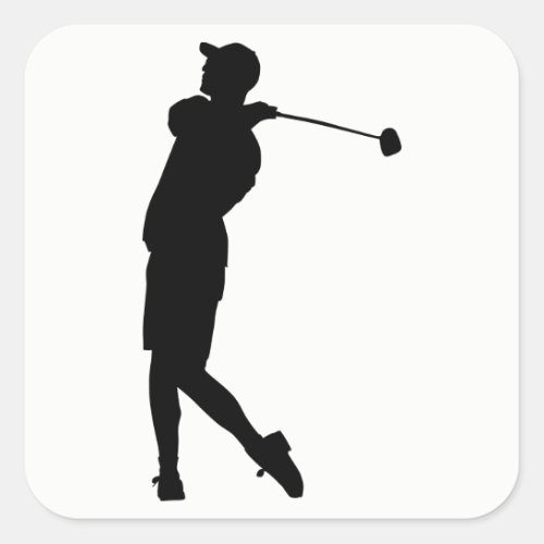 Golfer Silhouette Square Sticker