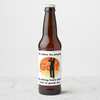 Golfer Silhouette Sunset Beer Bottle Label