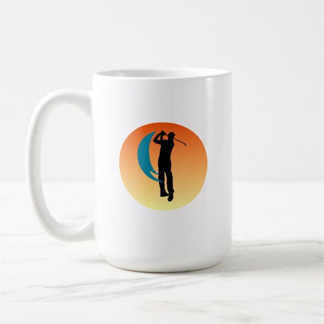 Golfer Silhouette Sunset Coffee Mug (Left)