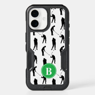 Golfer Silhouettes Pattern Monogram iPhone 16 Case