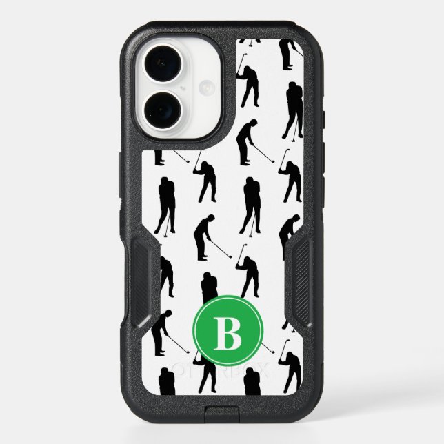 Golfer Silhouettes Pattern Monogram Otterbox iPhone Case (Back)