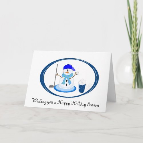 Golfer Snowman Wishes Holiday Card