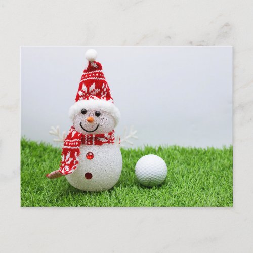 Golfer Snowman with golf ball on Christmas Holiday
