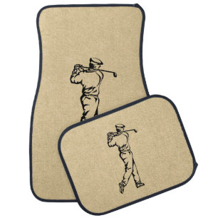 Golfer Sport Design Leather Look Car Mat