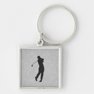 Golfer Sport Design Leather Look  Keychain