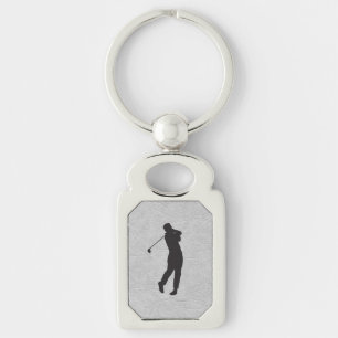 Golfer Sport Design Leather Look Keychain