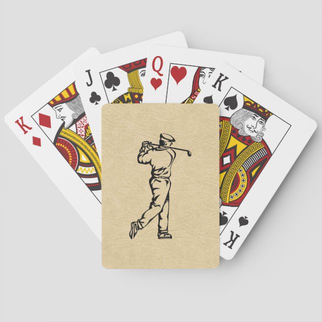 Golfer Sport Design Leather Look Poker Cards (Back)